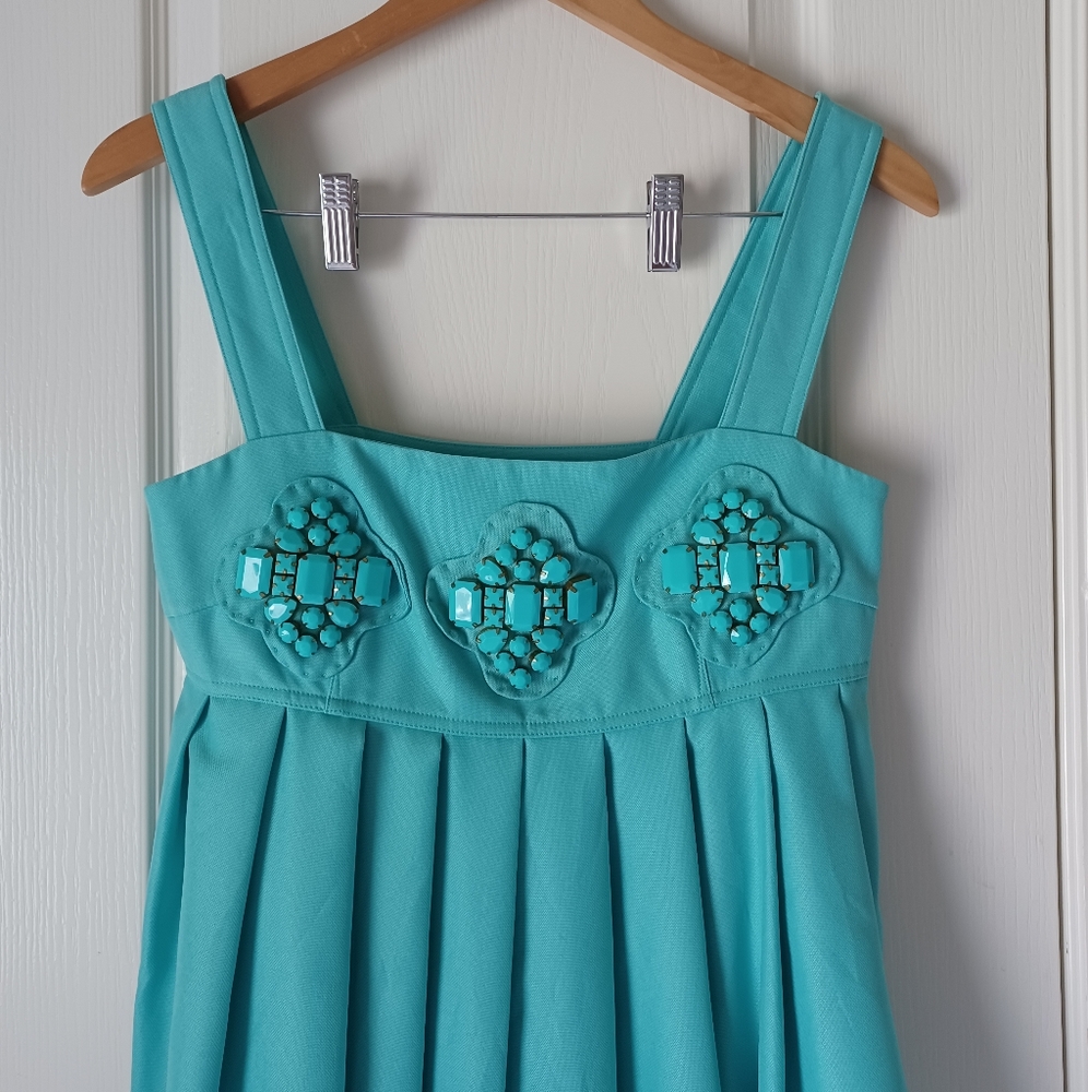 Turquoise Embellished Mini Dress - Women